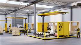 Creative render of Automated Architecture's (Auar's) "micro-factory" system. (Image courtesy Auar)